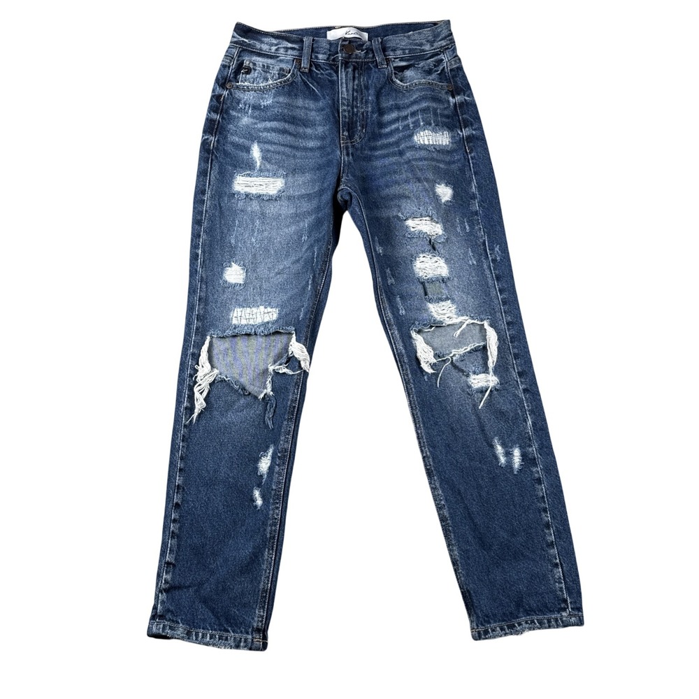 Kancan Jeans Womens 3 Mid Rise Straight Leg Distressed Destroyed Grunge Denim